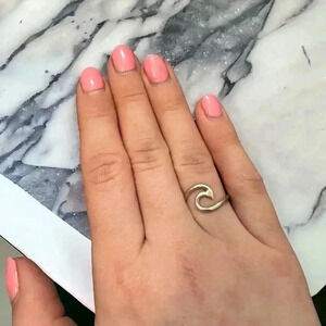 925 silver  boho wire art ocean wave ring 7